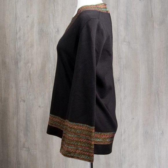 Vintage Black Retro Top Blouse V Neck Bell Sleeve Arbe Imports from Italy - Picture 2 of 7